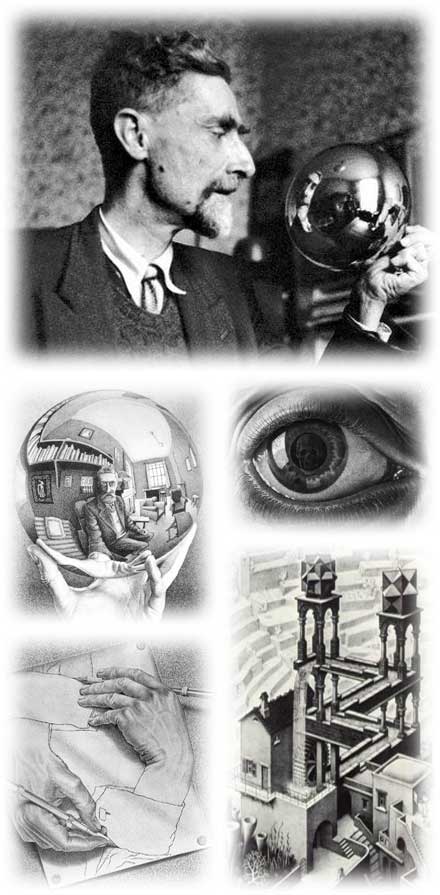 Escher (Don Quijote) y sus obras más guachis. Y un par de lámparas del museo.