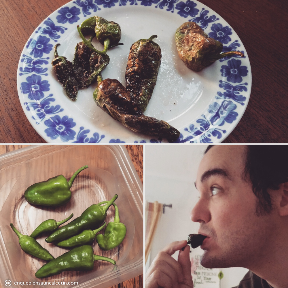 comiendo pimientos del padrón en Toronto